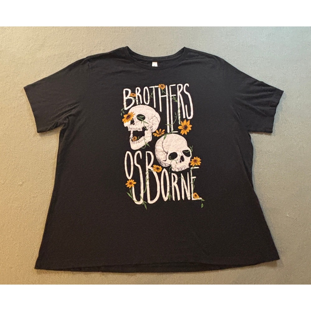 Brothers Osborne T Shirt Mens 2XL Black Skulls Flowers Country Music Band Tee